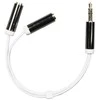 Adapteris DELTACO 3.5mm M - 2x3.5mm F, 0.1m, baltas lankstus / AUD-206