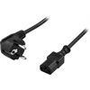 DELTACO įžemintas kabelis, kampinis CEE 7/7 į tiesus IEC 60320 C13, max 250V / 10A, 3m, juodas/ DEL-110