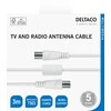 Antenos kabelis DELTACO 75 omų, ferito šerdys, paauksuotos jungtys, 3m, baltas / AN-103-K / R00150003