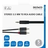 Audio kabelis DELTACO 3.5mm male - 2xRCA male 5m, juodas / MM-142-K / R00180006