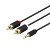 Audio kabelis DELTACO 3.5mm male - 2xRCA male 2m, juodas / MM-140-K / R00180004