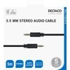 Audio kabelis DELTACO 3.5mm, paauksuotos jungtys, 5m, juodas / MM-152-K / R00180010