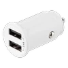 DELTACO 12/24 V USB įkroviklis su dvigubomis USB-A jungtimis, 2,4 A, 12 W, baltas USB-CAR125