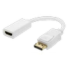 DELTACO DisplayPort kištukinis HDMI lizdas, DisplayPort dviejų režimų (DP ++), auksinis, 3840x2160 prie 60Hz, 0,2m, baltas / DP-HDMI44