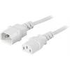 DELTACO grounded cable IEC 60320 C14 to IEC 60320 C13, max. 250V / 10A, 3m , baltas DEL-113AV