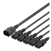 DELTACO IEC C14 - 5x IEC C13 maitinimo kabelis, 1m, 10A / 250V, Y-Splitter, DEL-113C