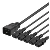 DELTACO IEC C20 - 5x IEC C13 maitinimo kabelis, 1m, 16A / 250V, Y-Splitter, b DEL-113M
