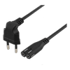 DELTACO kabelis, kampuotas CEE 7/16, tiesus IEC 60320 C7, 3m, juodas / DEL-109BF