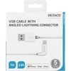 DELTACO Lighting kabelis, USB-A/ kampinė Lighting jungtis, 2,4A, 1m, MFi, Baltos spalvos / IPLH-176