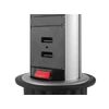 Iššokanti maitinimo juosta DELTACO OFFICE su apsauga nuo viršįtampių, 3x EU kištukai, 2x USB, juoda/sidabrinė / DELO-0402