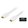 DELTACO plokščias HDMI kabelis, HDMI High Speed su Ethernet, 1m, baltas HDMI-1010H