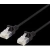 DELTACO U/UTP Cat6a patch kabelis, plonas, 3.5mm, 0.5m, 500MHz, juodas / UUTP-1017