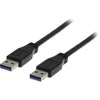 DELTACO USB 3.0 kabelis, A tipo male - A tipo male, 1 m, juodas / USB3-210S