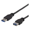 DELTACO USB 3.1 Gen1 prailginimo kabelis, USB-A male į USB-A female, 2m, juodas/ USB3-242