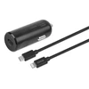 DELTACO USB automobilinis įkroviklis, 1x USB-C PD 20 W, 1 m Lightning laidas, juodas