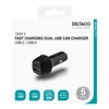 DELTACO USB automobilinis įkroviklis, 1x USB-C, PD 18 W, 1x USB-A, 18 W, iš viso 36 W USBC-CAR120