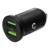 DELTACO USB automobilinis įkroviklis, 2x USB-A 18 W, greitas įkrovimas, viso 36 W juodas USB-CAR128