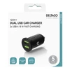 DELTACO USB automobilinis įkroviklis, 2x USB-A 18 W, greitas įkrovimas, viso 36 W juodas USB-CAR128