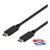 DELTACO USB-C į USB-C laidas, 1m, 10Gbps, 100W 5A, USB 3.1 Gen Juodas USBC-1402