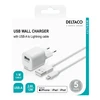 DELTACO USB sieninis įkroviklis, USB-A, 2,4 A, įsk. 1 m su „Žaibas“ laidu Iphone telefonams USB-AC181