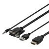 DELTACO VGA su audio - HDMI kabelis, VGA / HDMI / USB / 3.5mm, 1920x1080 60Hz, 2m, juodas / VGA-HDMI17