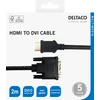 HDMI į DVI kabelis DELTACO 1080p, DVI-D Single Link, 2m, juodas / HDMI-112-K / 00100022