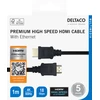HDMI kabelis DELTACO Premium High Speed, 4K UHD, 1m, juodas / HDMI-1010-K / R00100003