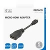 HDMI - micro HDMI adapteris DELTACO 4K UHD 30Hz, 0.1m, juodas / HDMI-24B-K / 00100026