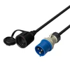 Įžemintas adapterio laidas DELTACO IP44, 230 V 16 A, 1 m, juodas / DEL-124