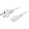Įžemintas įtaiso kabelis DELTACO CEE 7/7 to IEC 60320 C13, max 250V / 10A, 2m, baltas / DEL-109MV