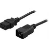 įžemintas pratęsimo kabelis, tiesus IEC 60320 C19 tiesiai IEC 60320 C20 , maksimalus 250V / 16A, 2m DELTACO juodas / DEL-112NA