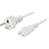 Įžemintas prietaiso kabelis DELTACO skirtas prijungti įrenginį prie sieninio lizdo CEE 7/7, tiesus IEC 60320 C13, max 250V / 10A, 1m, baltas / DEL-109LV