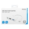 Jungčių stotelė DELTACO USB-C to HDMI and USB-A, USB-C portas energijos perdavimui 3.0, 3840x2160 30 Hz, balta / USBC-HDMI23