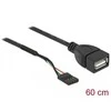 DELOCK kabelio USB 2.0 kaiščio antraštės lizdas iki 1 x USB 2.0 tipo A lizdo, 60 cm