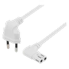 Kabelis DELTACO, 0.5m, CEE 7/16, IEC 60320 C7, Max 250V 2.5A, baltas/ DEL-109BR