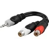 Inline Kabelis DELTACO 3.5mm M-2xRCA F, 0.1m / AA-6