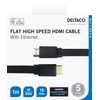 Kabelis DELTACO Flat High Speed su Ethernet HDMI, 4K UHD, 1m, juodas / HDMI-1010F-K / R00100002