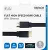 Kabelis DELTACO Flat High Speed su Ethernet HDMI, 4K UHD, 5m, juodas / HDMI-1050F-K / 00100014