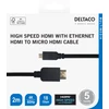 Kabelis DELTACO HDMI - micro HDMI, 4K UHD in 60Hz, 2m, juodas / HDMI-1023-K / 00100007