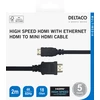 Kabelis DELTACO HDMI - mini HDMI, 4K UHD in 60Hz, 2m, juodas / HDMI-1026-K / 00100008
