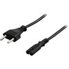 Kabelis DELTACO CEE 7/16 į IEC 60320 C7, max 250V / 2.5A, 1m, juodas / DEL-109AA