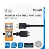 Kabelis DELTACO Premium High Speed HDMI, 4K UHD, 0.5m, juodas / HDMI-1005-K / R00100001