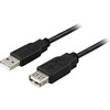 Kabelis DELTACO USB 2.0 ilgintuvas, 0.5m, juodas / USB2-11S