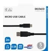 Kabelis DELTACO USB 2.0 Micro B, 2.4A, 2m juodas / USB-302S-K / R00140009