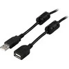 DELTACO USB 2.0 laidas, A tipas - A tipas - Ferrito Sherdys, 2m, Juodas / USB2-12FS