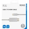 USB-C - HDMI kabelis DELTACO 4K UHD, paauksuotos jungtys, 3m, baltas / USBC-HDMI1031-K / 00140024