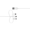 Kabelis DELTACO USB-C / Micro USB / Lightning į USB-A, 1m, Apple C189 chipsetm FSC ženklinta pakuotė, baltas / IPLH-441