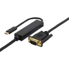 Kabelis DELTACO USB-C - VGA, QWXGA 2048x1152 60Hz, 5m, DP 1.2 Alt Mode, juodas / USBC-1089-K