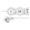 lankstus ilgiklis su 4 jungtimis, 1.4m, 16A 3500W, 2x USB-A DELTACO baltas / GT-290