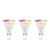 LED išmanioji lemputė DELTACO SMART HOME 3 vnt. pakuotėje, GU10, WiFI 2.4GHz, 5W, 470lm, pritemdoma, 2700K-6500K, 220-240V, RGB / SH-LGU10RGB-3P